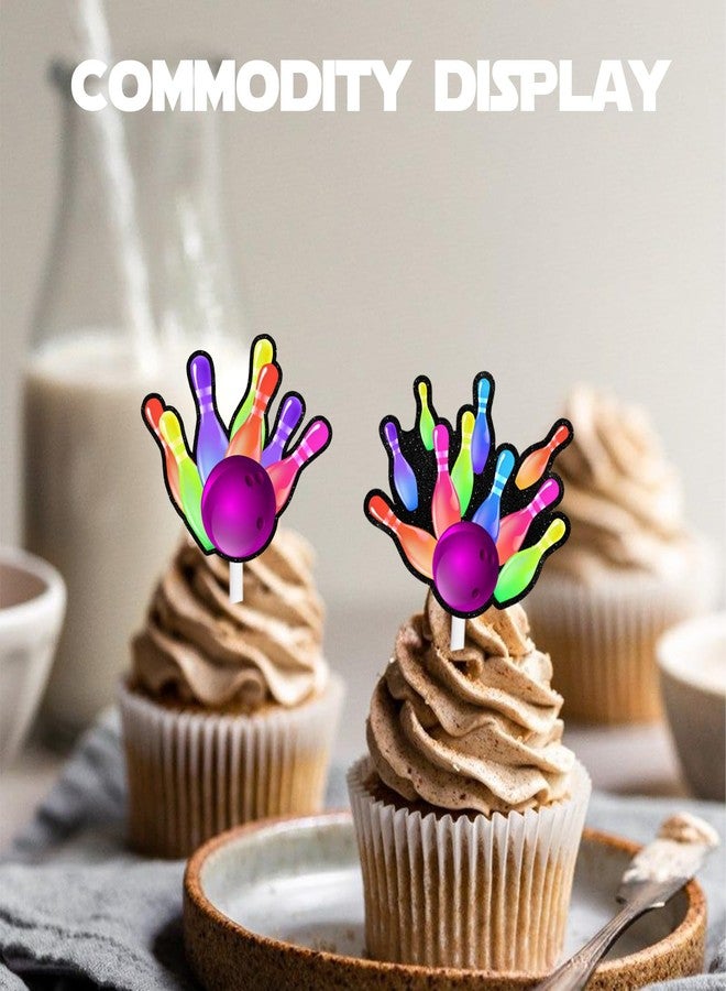 LETLIMIT 18pcs Colorful Glitter Bowling Ball Dessert Cupcake Topper Bowling Sport Theme Decor Supplies Boys Girls Happy Birthday Party Decorations - Image 5